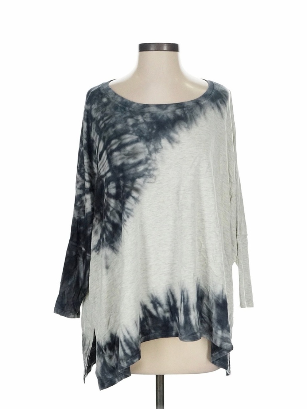 River and Sky Relaxed Tie-Dye Long Sleeve Top - Black & White